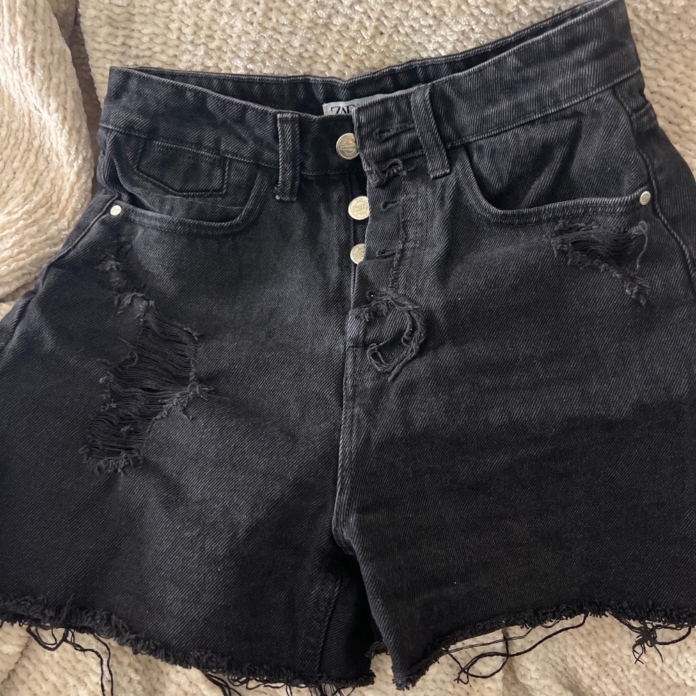 Zara Distressed Denim Shorts